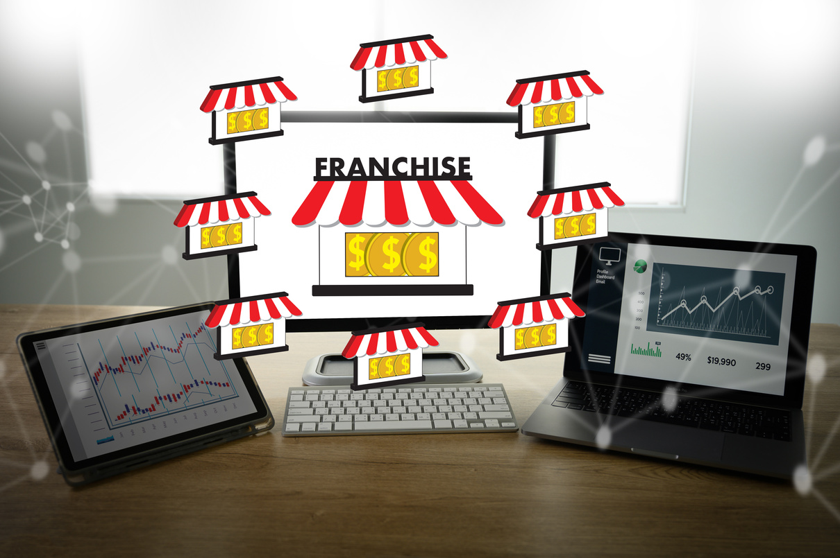 Franchise business concept. global network connection on franchise marketing connection Franchise system